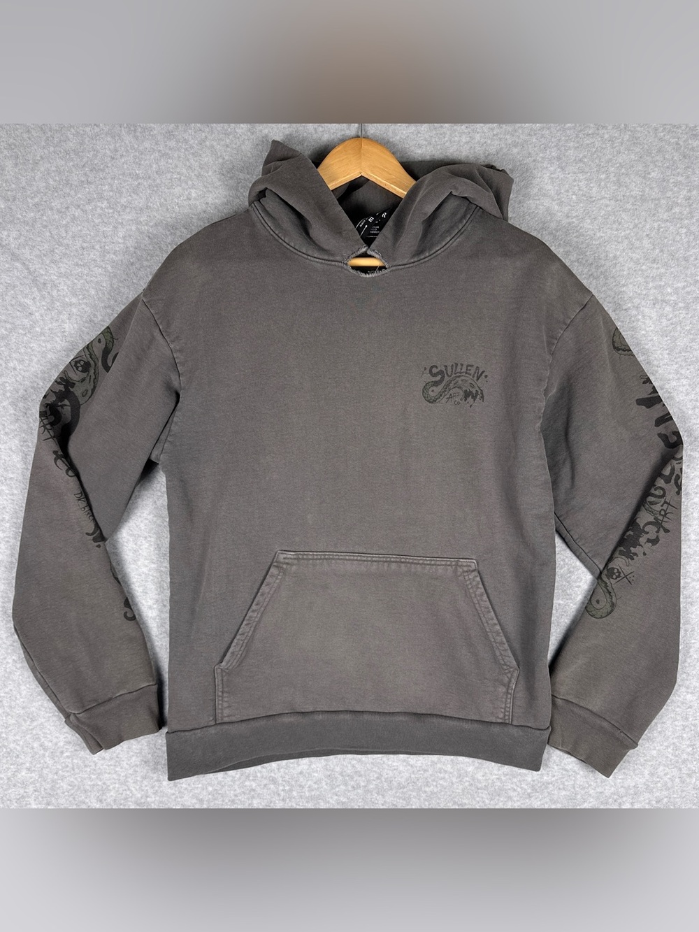 Sullen Craft Collection Hoodie Mens M Gray Tattoo Graphic Y2K Grunge